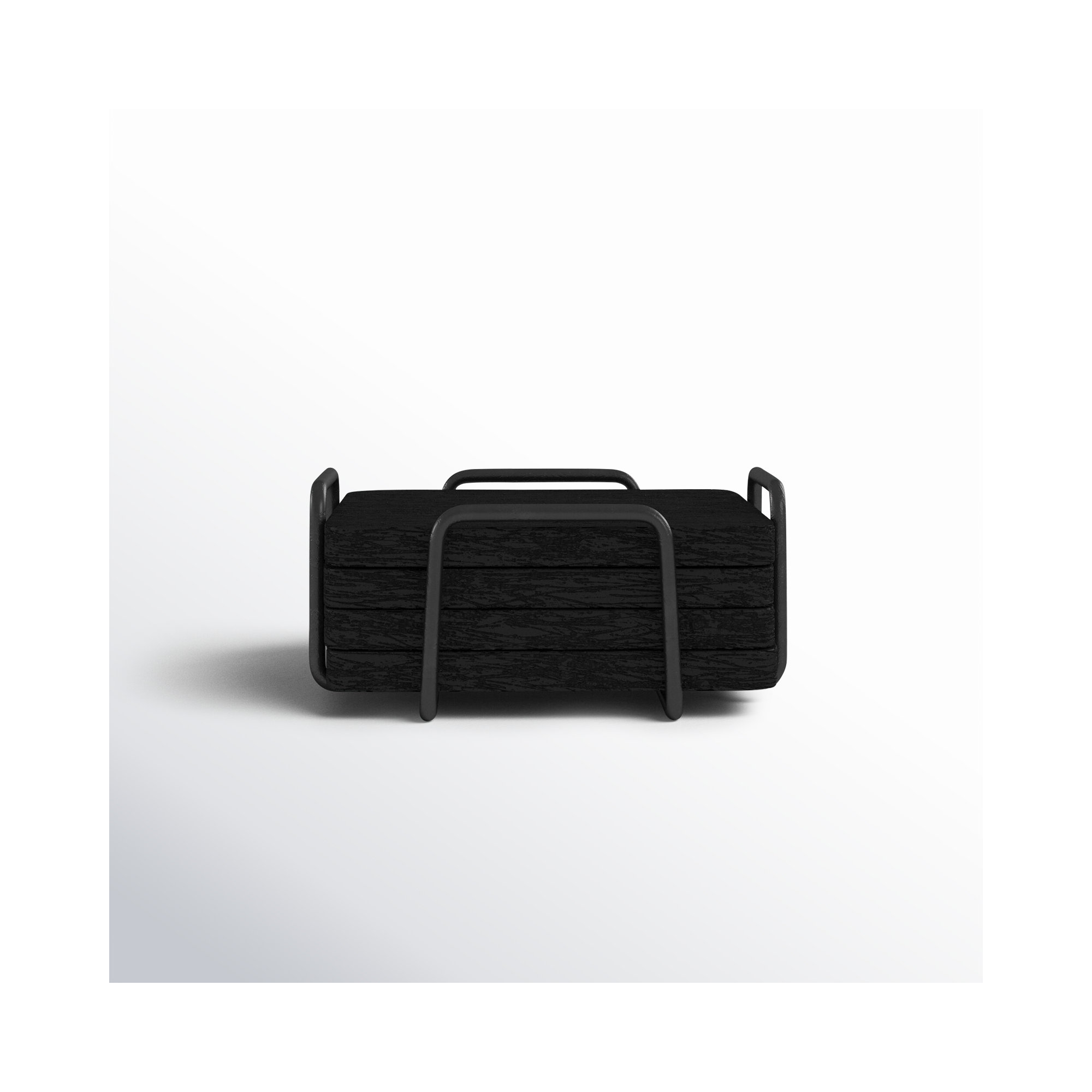 Wallis Godinger Wooden Coaster Set with Holder, Black