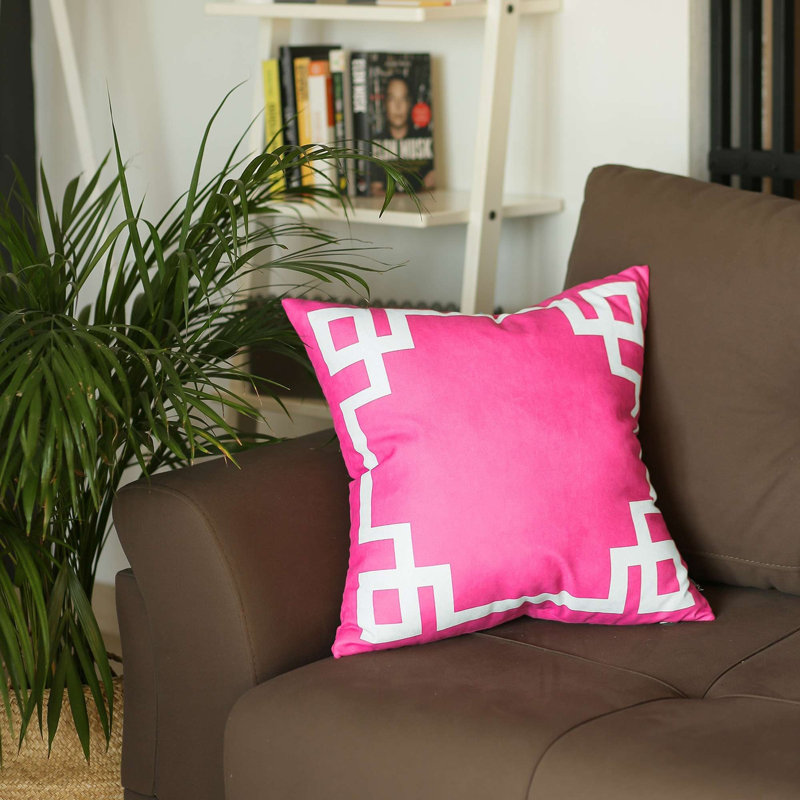 Geometric Grey and White Polyester Throw Pillow Cover