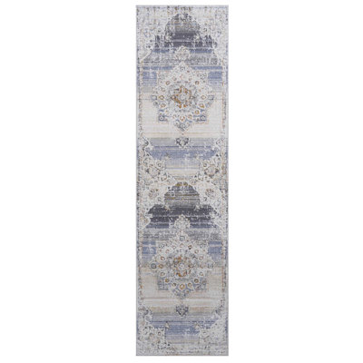 Tapis médaillon crème / doré sans perte de poils - idéal pour le travail au bureau