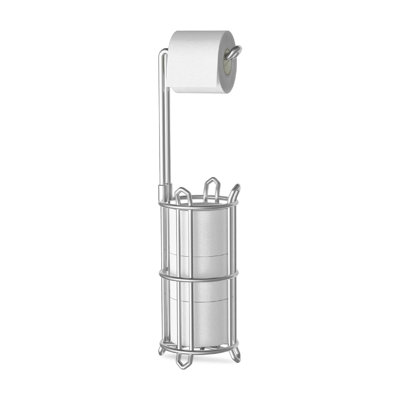Sliver 60 x 14 x 14 cm Toilet Roll Holder Free Standing Paper Holder Stand