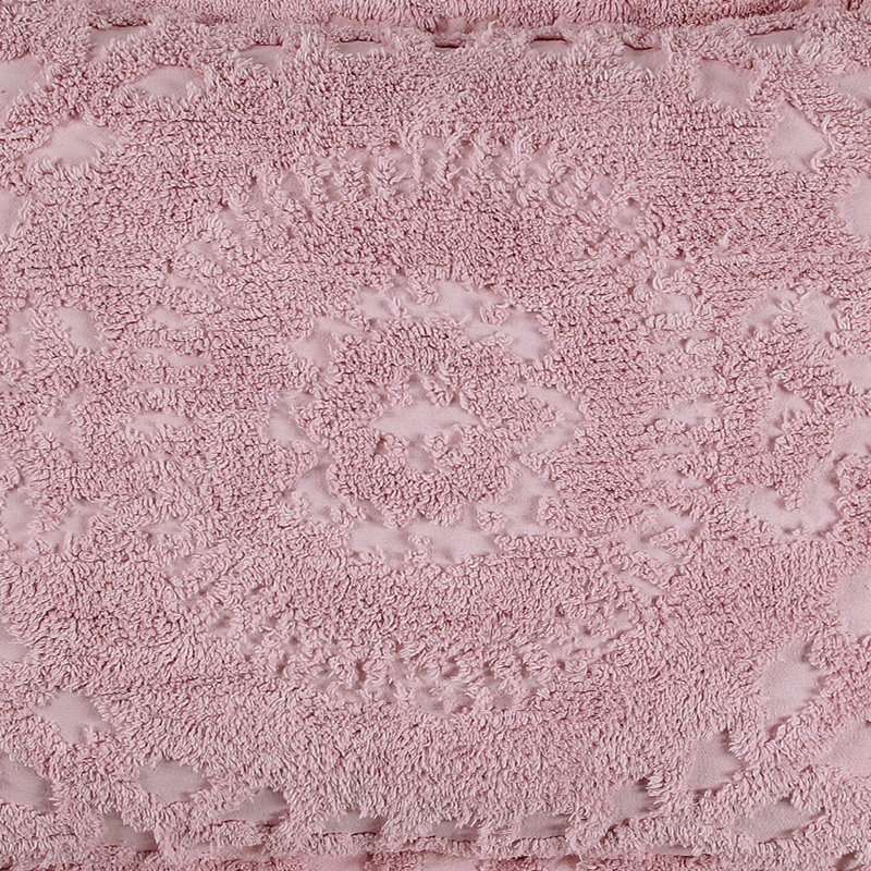 Rio 100% Cotton Chenille Tufted Bedspread, Traditional Medallion Design, Soft Breathable All-Season Machine Washable Coverlet, OEKO-TEX Certified, Queen Size, Pink