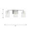 Applique murale de salle de bain 3 lumières Crofton au fini chrome avec abat-jour en verre transparent craquelé-112738083-112738087-112738089
