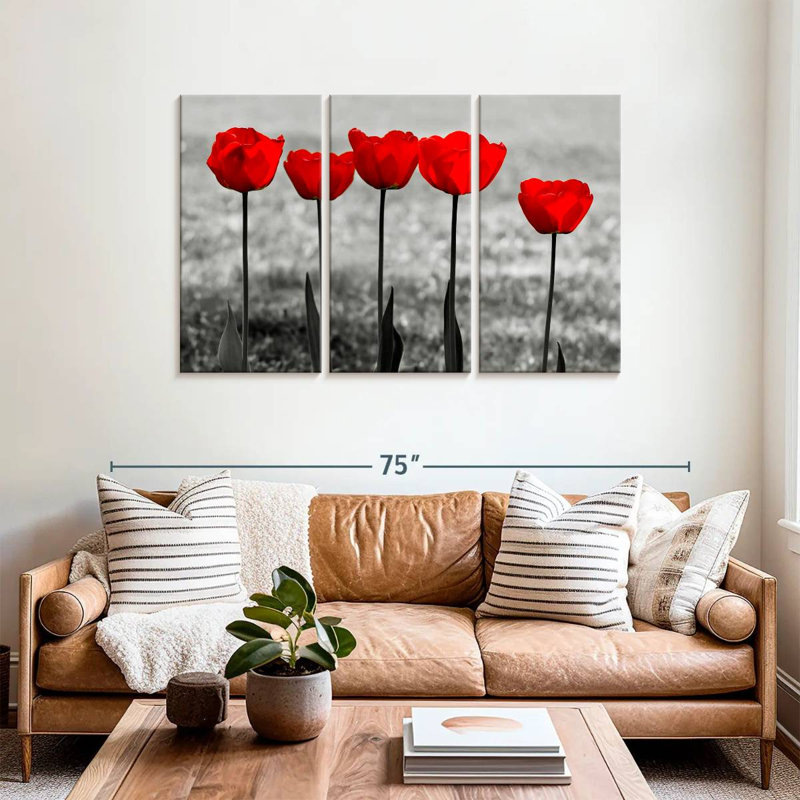 Harnek Five Red Tulips, 36" H x 57" W