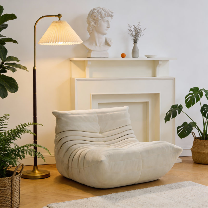 Oversized Corduroy Bean Bag Chair, Large Foam Filled Floor Sofa With Removable Cover – Vacuum Compressed Pack, 1