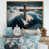 Toile avec cadre flottant or