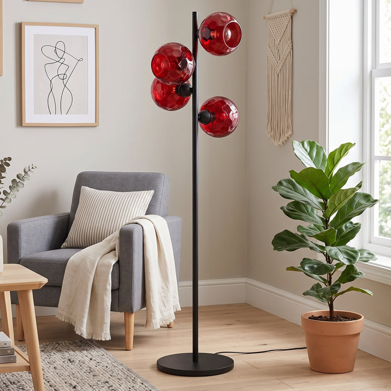 Lampe sur pied globe en verre noir Apex
