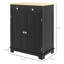 Buffet avec comptoir en bois massif et rangement - noir vieilli, 2 tiroirs, portes, tablette réglable pour la cuisine