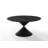 Haven 7Pc 59" Round Ebony Black Pedestal Dining Set With Hourglass Table Base And Gray Barrel Chairs