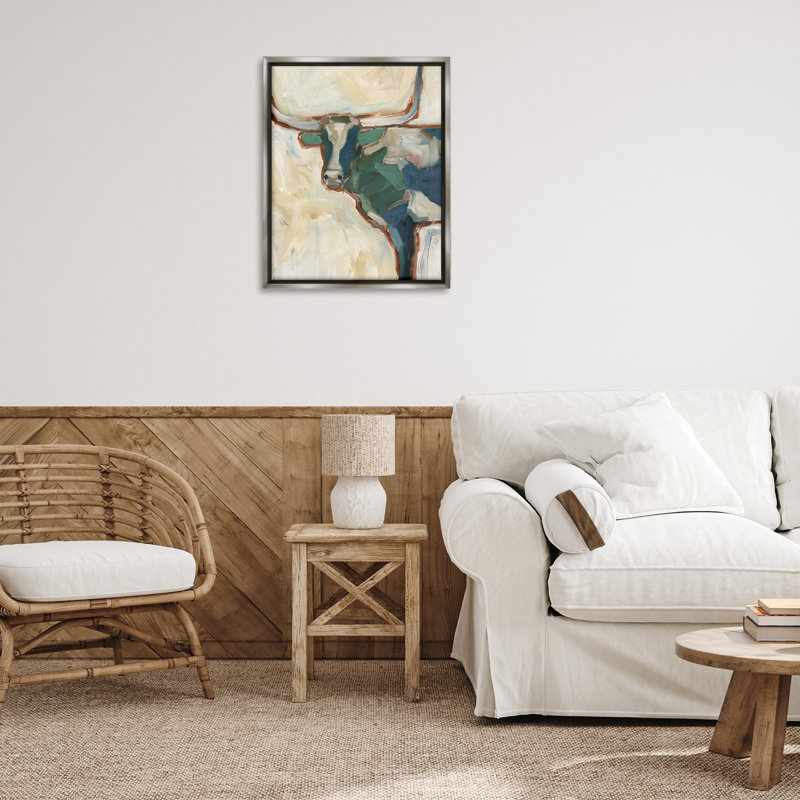 Art mural de toile Western, H 31 po x l 25 po, Cadre flottant gris lustré