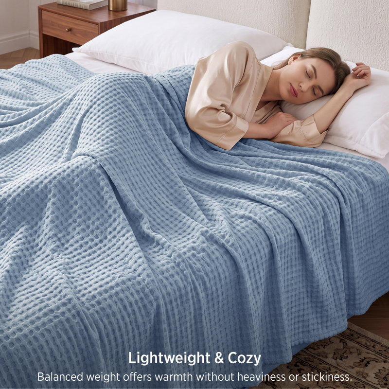 Bedsure 279gsm Cotton & Rayon from Bamboo Waffle Blanket GentleSoft™️, King, Allure