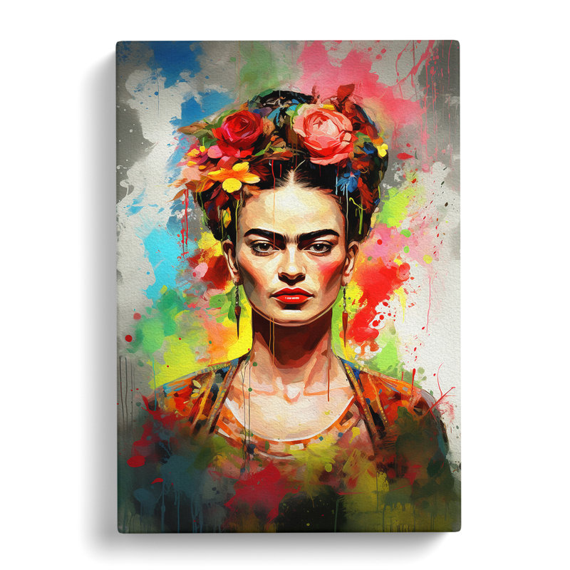 Frida Kahlo Gestural - Wrapped Canvas, 50cm H x 35cm W x 3cm D