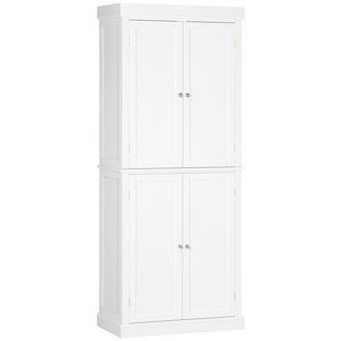 HOMCOM 67 4-Door Pantry Cabinets, Kitchen Storage Cabinet with Drawer and  Adjustable Shelves, White