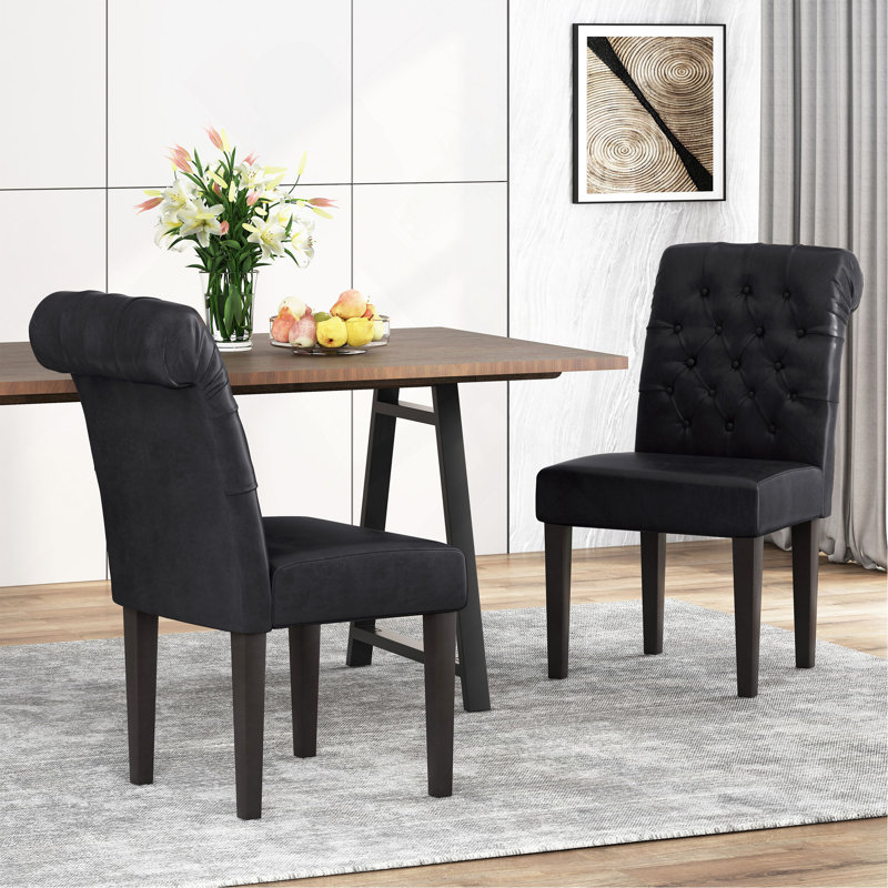 Ensemble de 2 chaises touffetées à roulettes, Black