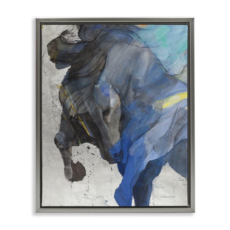«Majestic Valor Stallion» par Albena Hristova, Cadre flottant gris lustré, H 21 po x l 17 po