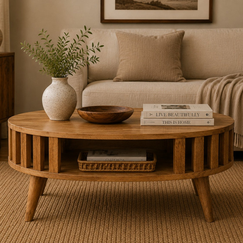 Limaville Solid Wood Four Leg Coffee Table with Storage