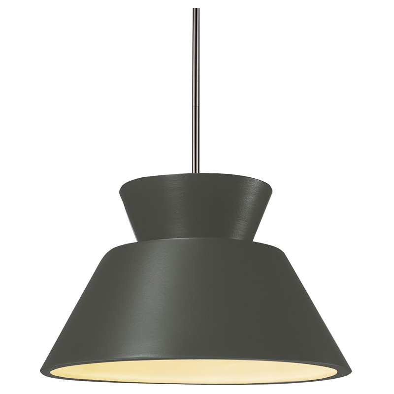 Suspension trapézoïdale - tige rigide, Nickel brossé, Incandescente (non incluse), Étain, vert
