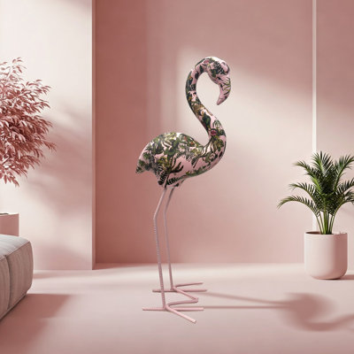 Flamenco Jungle Pink and Green Resin Sculpture