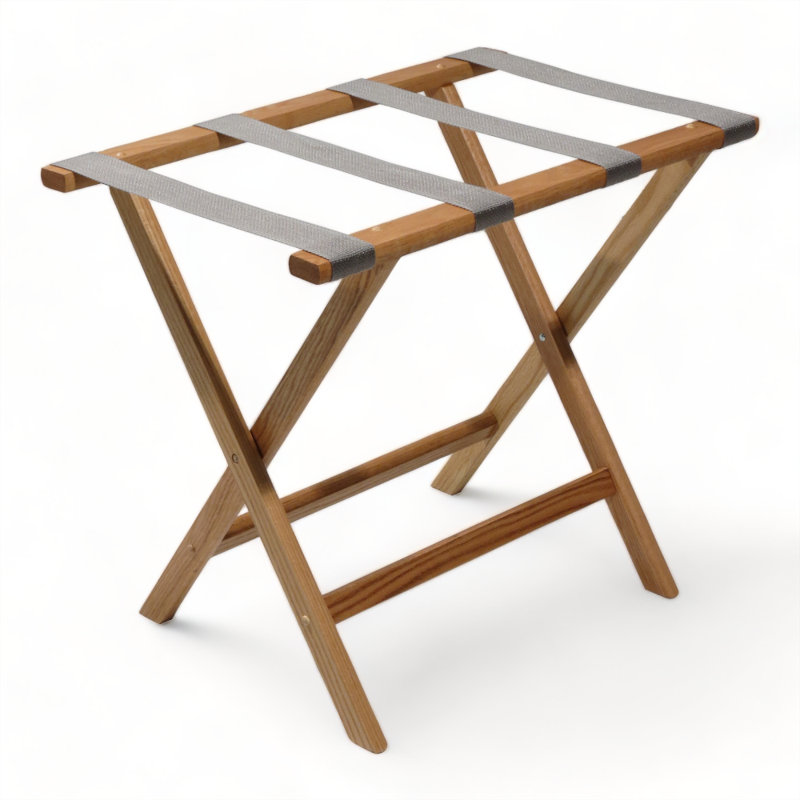 Porte-bagages pliable en bois, Chêne clair, gris