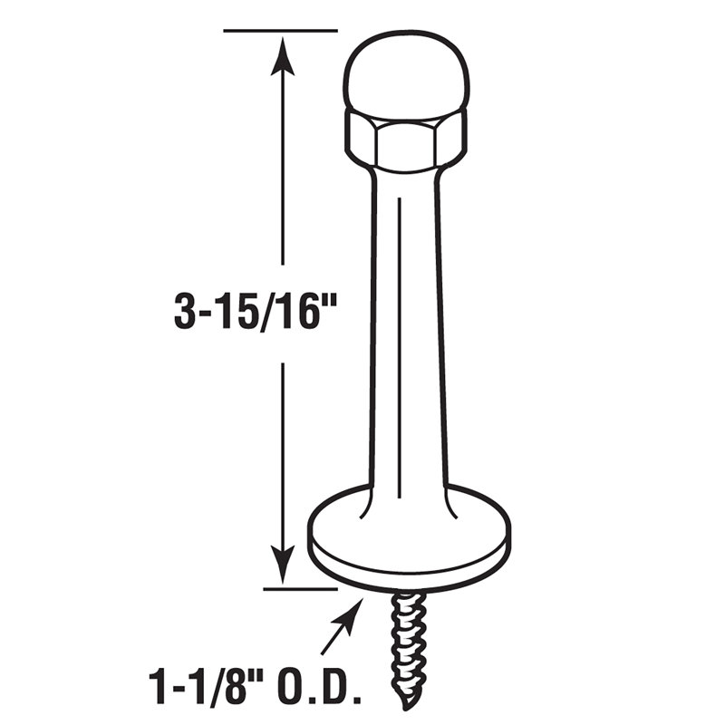 Butée de porte rigide Prime-Line, laiton massif de 3 5/16 po, chrome poli