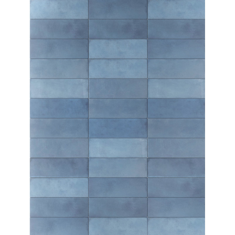 TUILE DE PORCELAINE FAIT À LA MAIN 2X6 "MINI COLLECTION ZELLIGE, DENIM, MAT