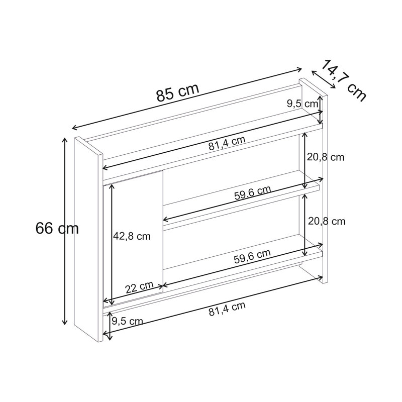 3 Piece Floating Shelf, Brown