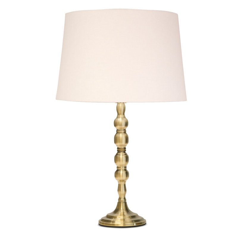 Waukena 50cm Candlestick Table Lamp, Ivory, Gold, 50cm H x 30cm W x 30cm D