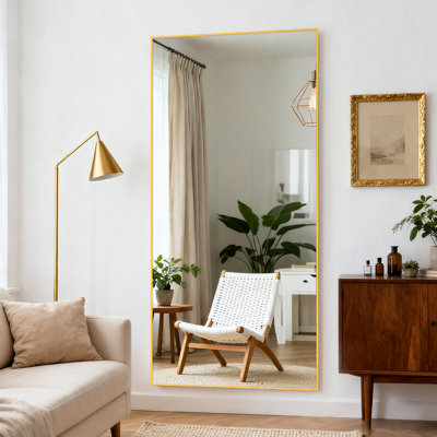 Extra Large Metal Framed Mirror, Floor Standing Full Length Mirror for Bedroom, Living Room or Home Gym