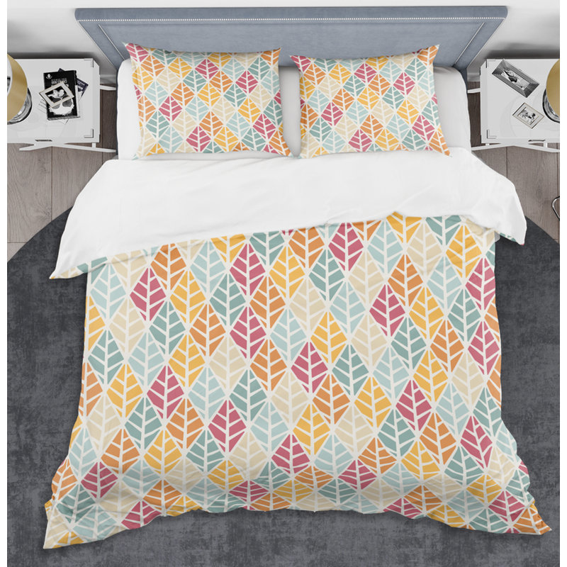 Diamond Retro X - Ensemble de housse de couette à motif abstrait rétro - Microfibre de polyester