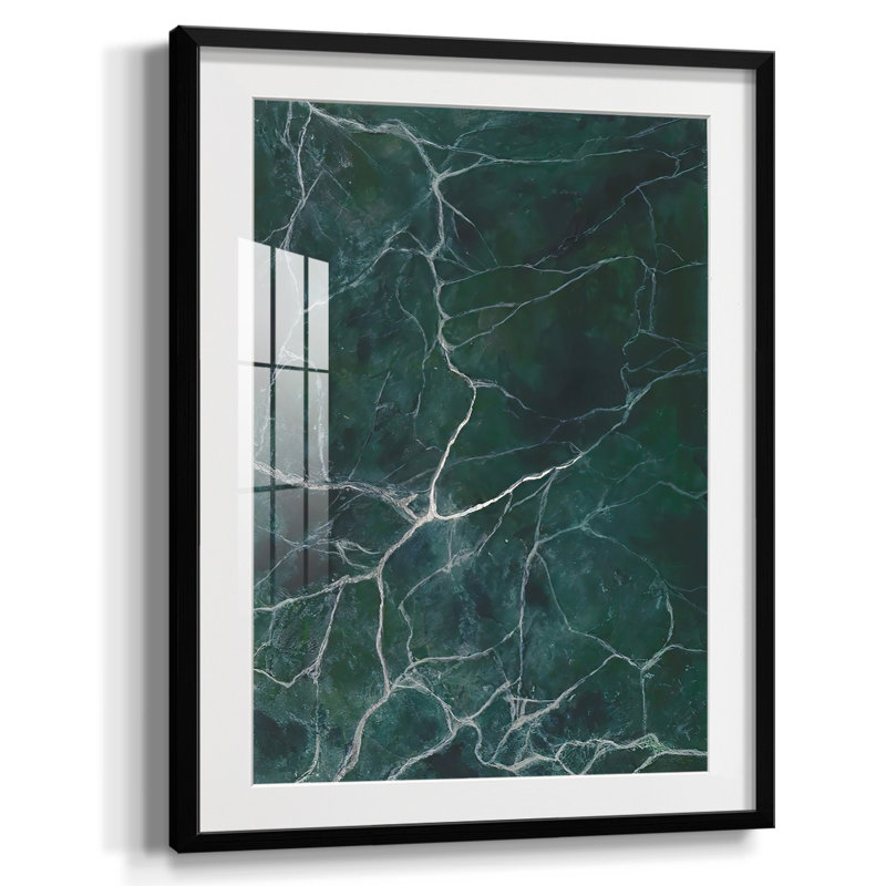 Jade marbre II, Blanc, Papier avec cadre noir