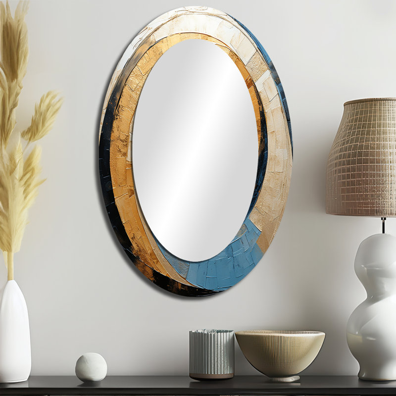 Miroir mural ovale sur métal doré, 36 po x 24 po