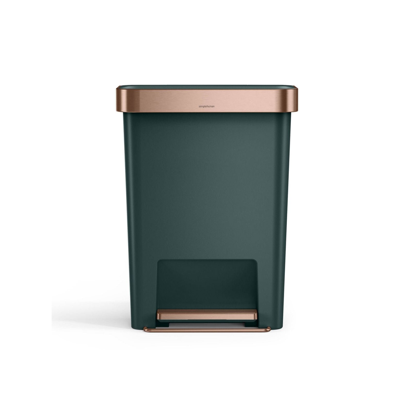 Simplehuman 45 Liter / 12 Gallon Rectangular Kitchen Step Trash Can with Soft-Close Lid, Plastic, Hunter
