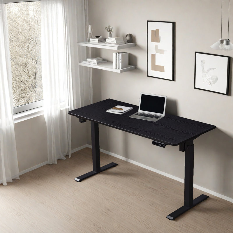 Bureau debout à hauteur réglable électrique Larreon, H 47,2 po x l 47,2 po x P 23,6 po, Noir