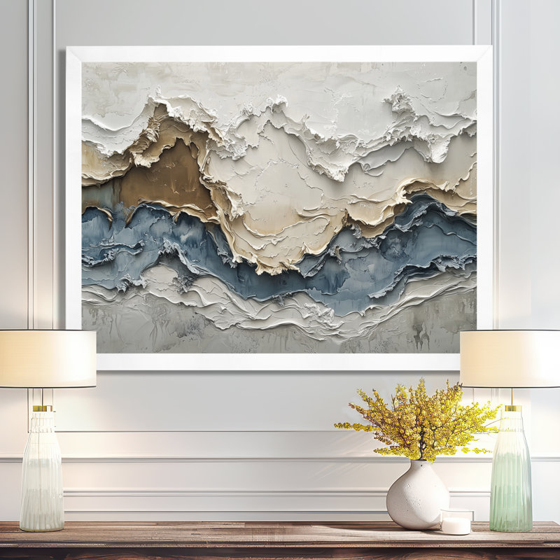 Cannock - Abstract Wall Art, Cadre simple, H 24 po x l 32 po, Blanc