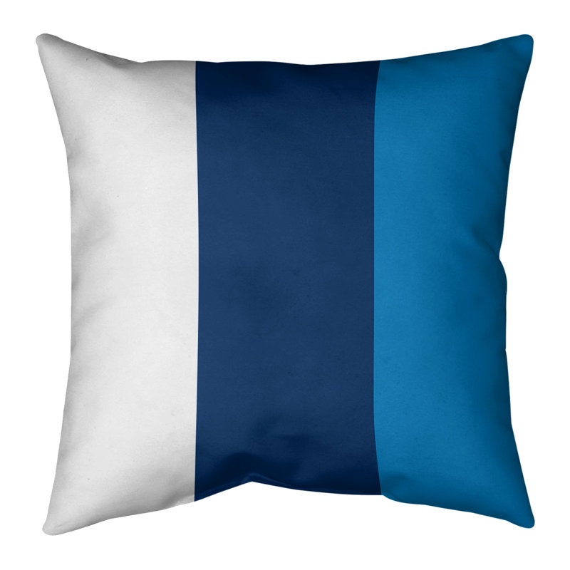 Coussin décoratif d'intérieur/d'extérieur, 16 po x 1 po, Nuances bleues, milieu bleu marine