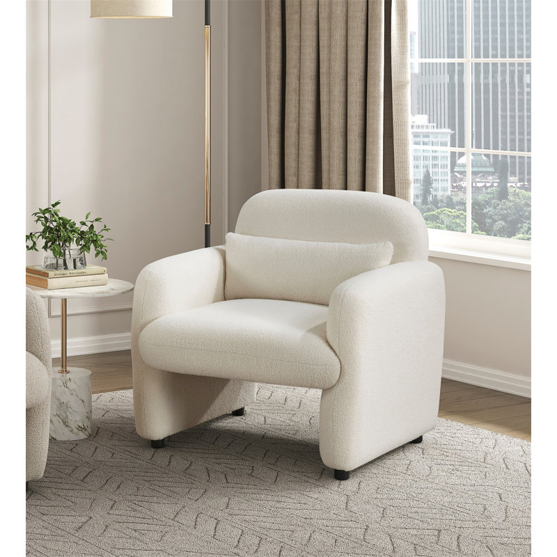 Chaise d'appoint contemporaine avec cadre en contreplaqué de tissu d'ameublement et cadre en contreplaqué beige, Beige