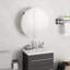 Latitude Run® Bathroom Cabinet With Round Mirror&LED Black 18.5"X18.5"X6.9"-153325067-193539373