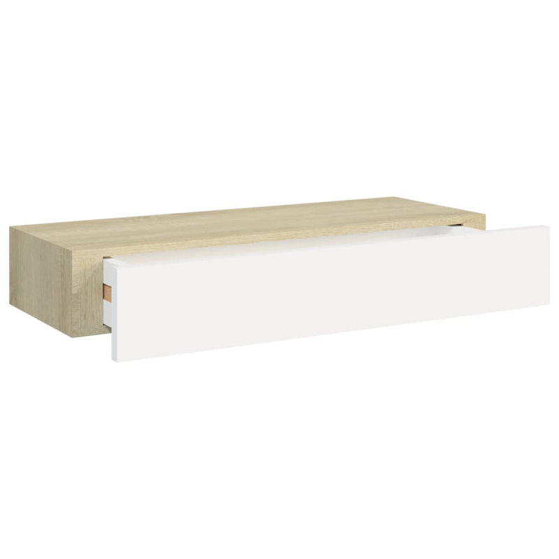 2 tablettes murales en chêne et blanc 60 x 23,5 x 3,9 po vidaXL, Brun