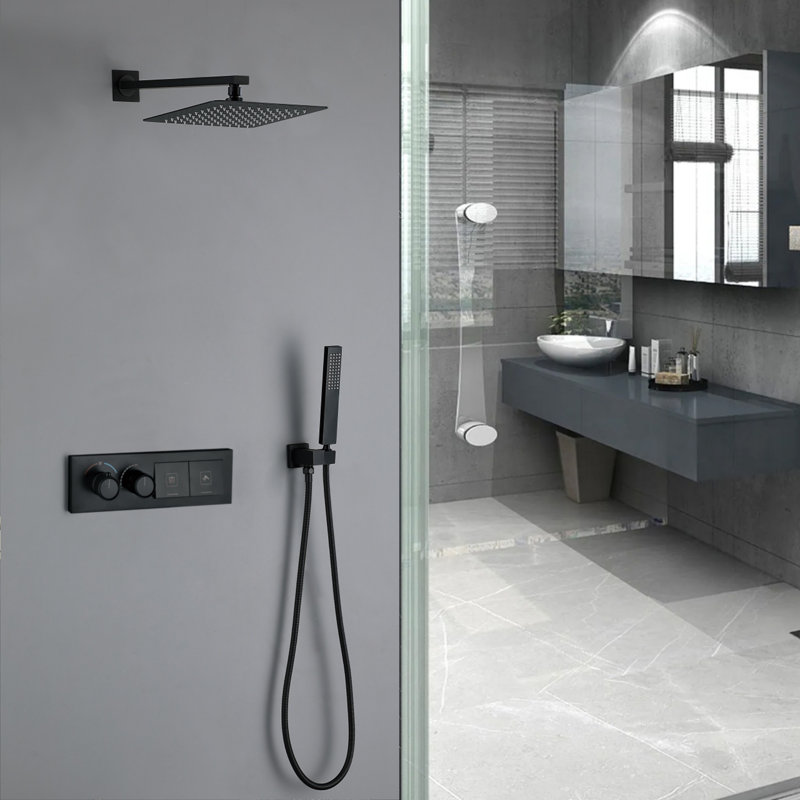 Système de douche thermostatique avec pommes de douche à effet pluie