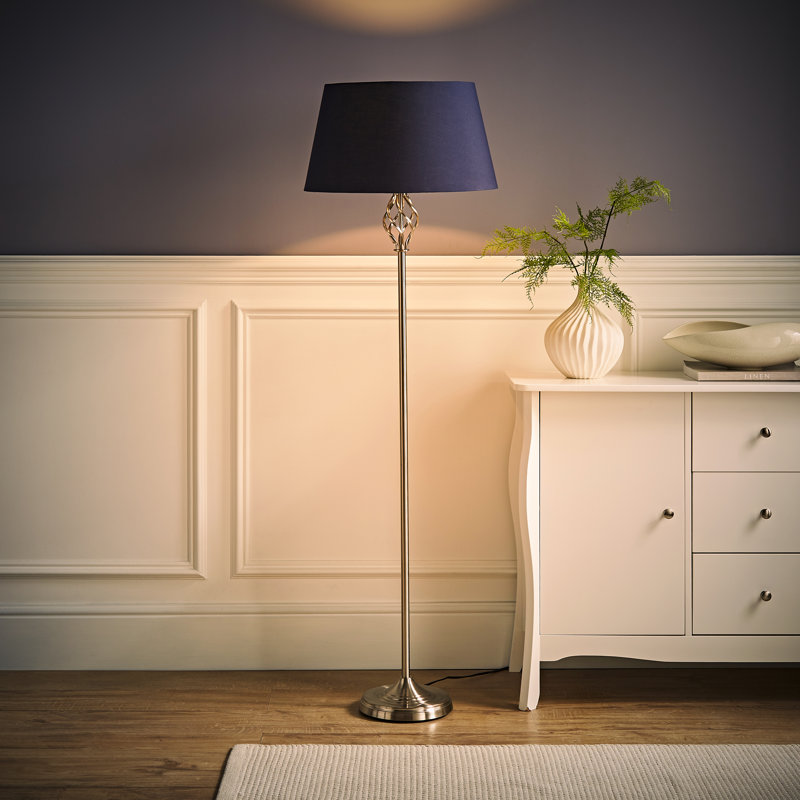 Tegan 151cm Traditional Floor Lamp, Blue, Not Included, Brushed Chrome