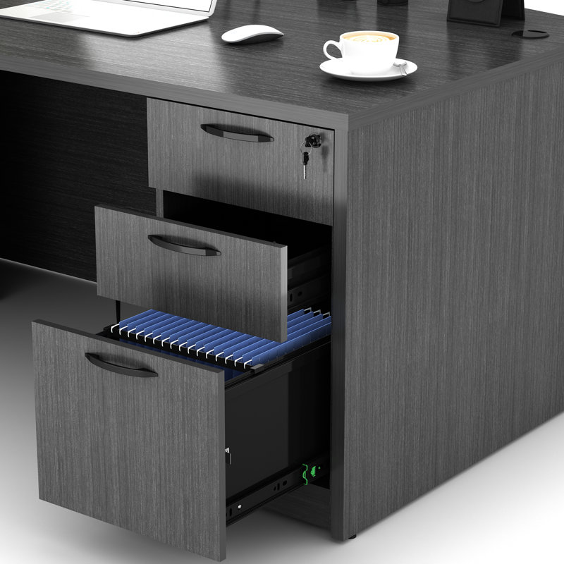  Parven Vertical Filing Executive Desk, Licorice