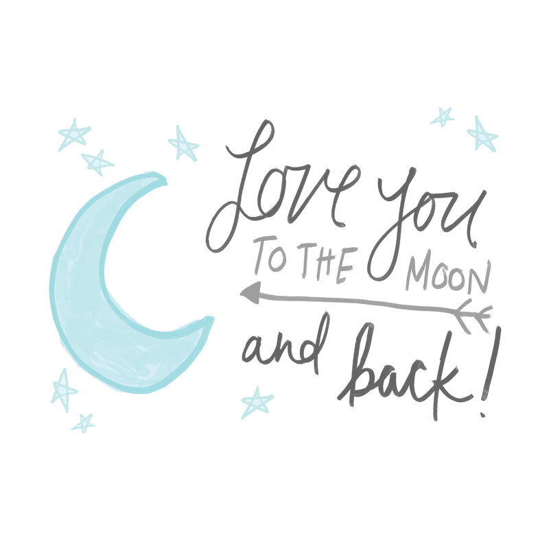 Love You To The Moon - Wrapped Canvas Art Prints, 30cm H x 46cm W