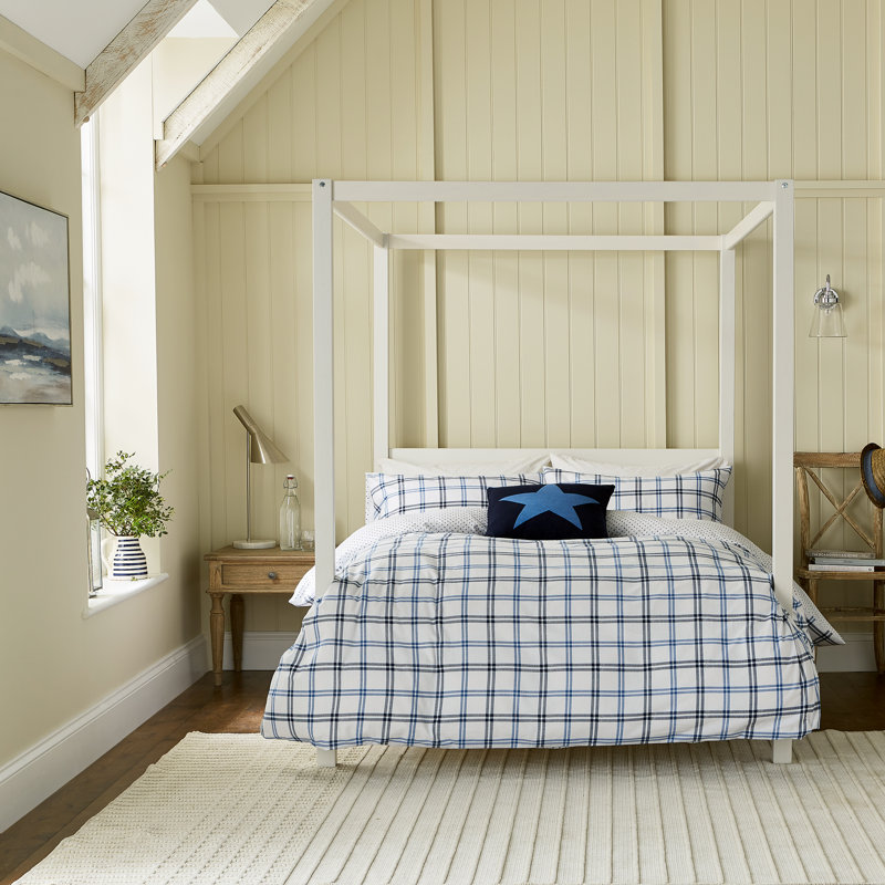 Hunter's Check Brushed Cotton Duvet Cover Set, Super King Duvet Cover + 2 Pillowcases, Blue
