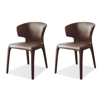 Chaise d'appoint à dossier brun uni (ensemble de 2)