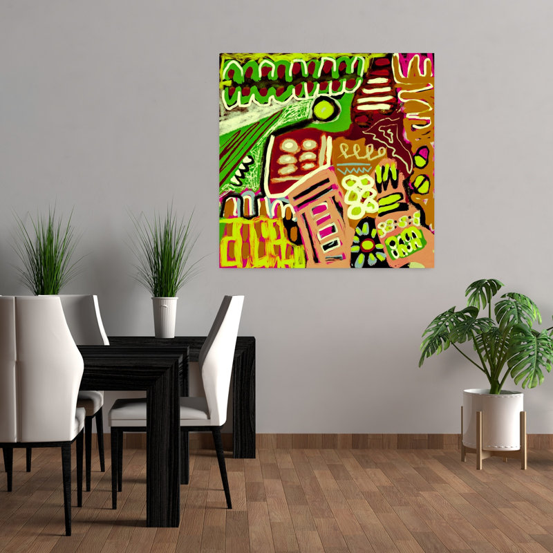 Art contemporain, art moderne abstrait rêveur, H 36 po x l 36 po