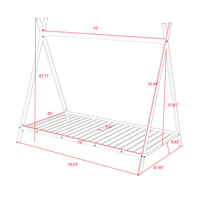 YUNM147NWZF9GMH-Lit plateforme en métal, Noir