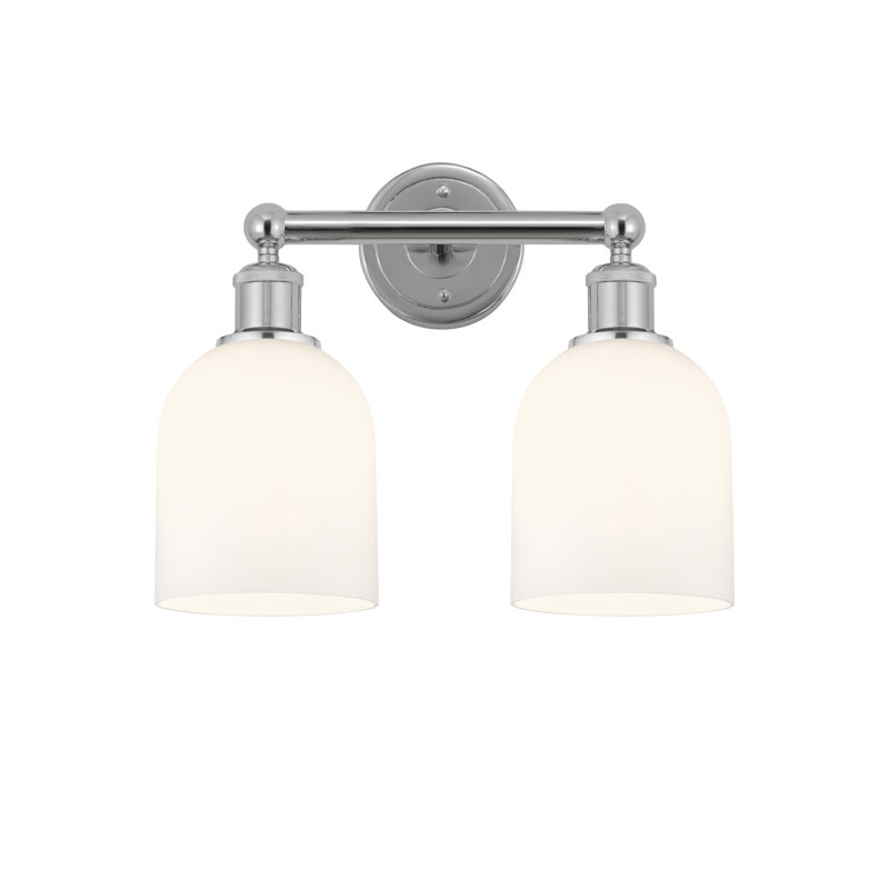 Edison Allysson 2 Light 15" Bath Vanity Light, Glossy White, Polished Chrome