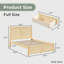 Cadre de lit double avec boîtes de rangement, lit plateforme au fini pin naturel, cadre en bois avec tête et pied de lit, style minimaliste moderne-1139012206