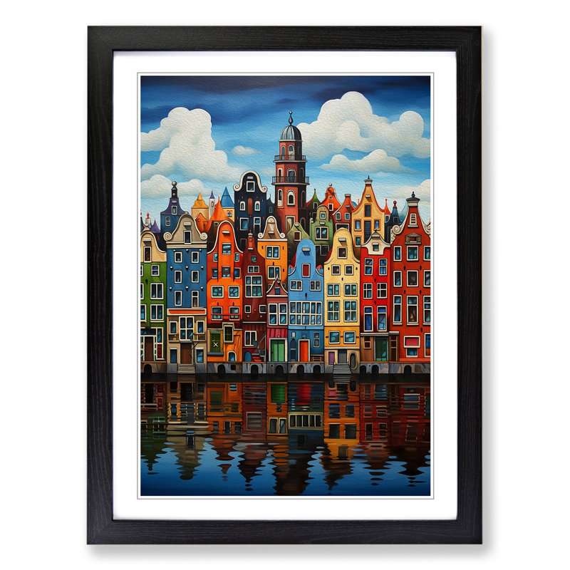 Amsterdam Hard Edge Painting Framed Print, 46cm H x 34cm W x 2cm D, Black