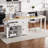 74.5 Inch Kitchen Island With Extendable Dining Table , Rolling Kitchen Island On Wheels With Spice Rack And 2 Drawers,  Kitchen Storage Cart With 4 Door Cabinet, For Kitchen, Dining Room, White