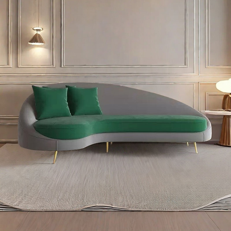 Canapé-lit Curved, Orienté à gauche (vu de face), Gris / Vert foncé